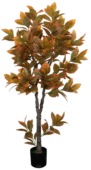 Kunstig Orange Croton træ  - 180 cm høj - Store og dekorative blade - Kunstig gulvplante