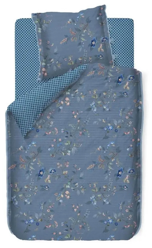 Blomstret sengetøj - 140x220 cm - Kawai Flower Blue - Sengelinned med dobbeltsidet design - 100% bomuld - Pip Studio