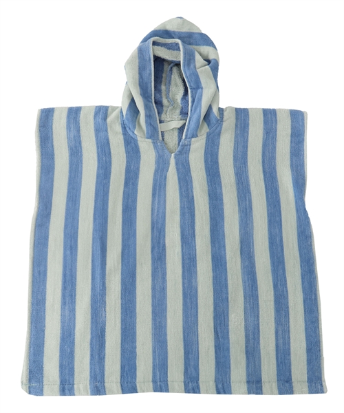 Billede af Badeponcho - Børnehåndklæde - Stribet blå - 60x120 cm - 100% Bomuld - Borg Living