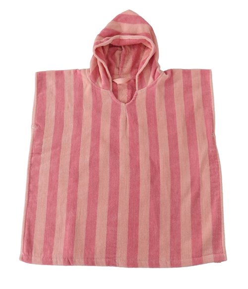 Billede af Badeponcho - Børnehåndklæde - Stribet lyserød - 60x120 cm - 100% Bomuld - Borg Living