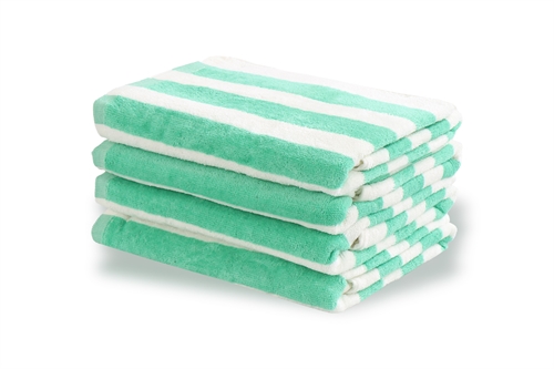 Billede af Stribet håndklæde - 50x100 cm - 100% Bomuld - Grøn og hvidt - Håndklæde med striber - Nordstrand Home