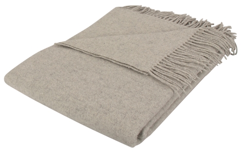 Billede af Uldplaid - 40% Cashmere - 130x200 cm - Ensfarvet lysegråt uldtæppe - By Borg plaid