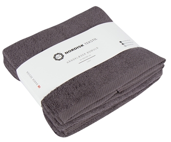 Se Håndklæder - 2 stk. 50x100 cm - Mørkegrå - 100% Bomuld - Håndklædepakke fra Nordisk tekstil hos Dynezonen.dk