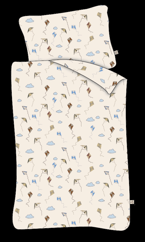 Juniorsengetøj 115x135 cm - Beige med dragefly - 100% bomulds sengesæt